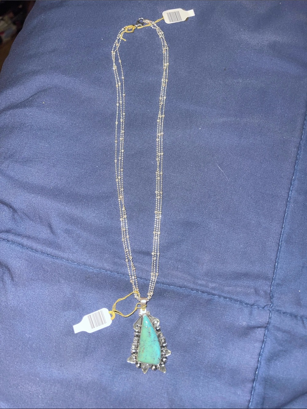 925 Silver. Turquoise Teardrop Pendant Necklace - Women Jewelry